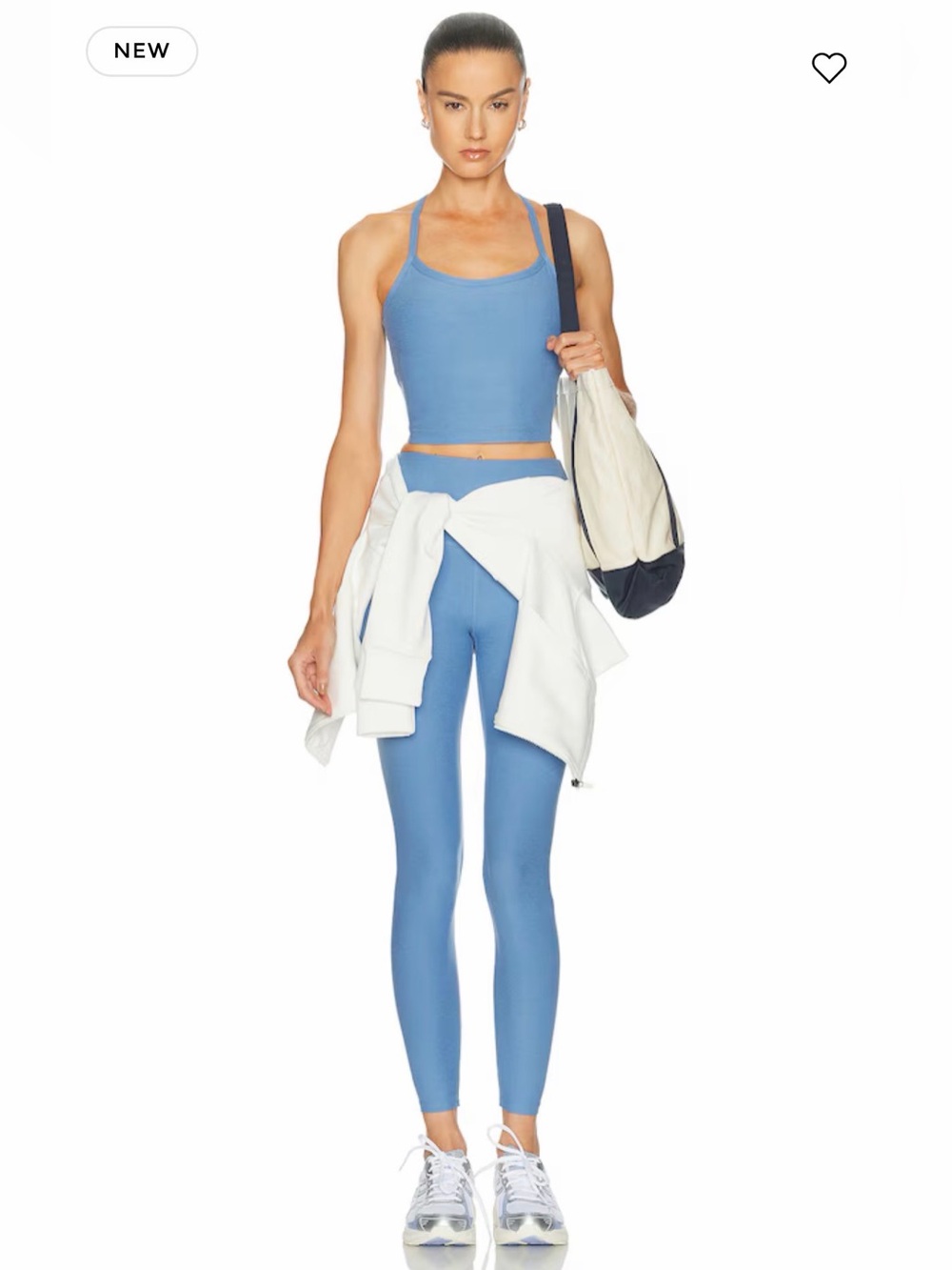 NWT Beyond Yoga Set Wild Flower Blue Heather: Midi Leggings & Cropped Tank Small - Picture 6 of 15